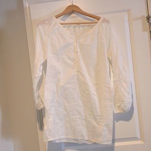 Jcrew sheer button cream swim coverup